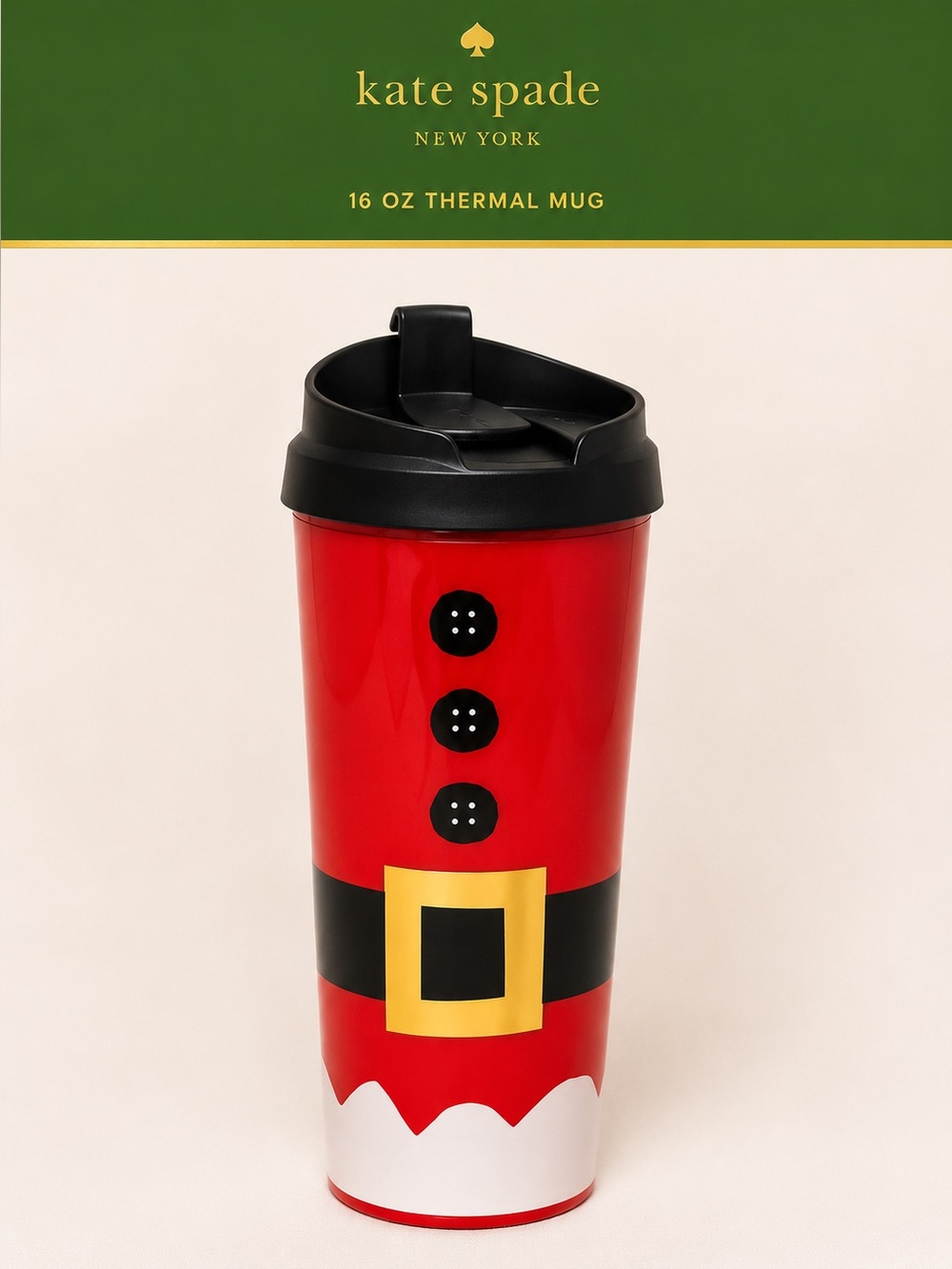 Kate Spade New York Santa Suit 16 oz Thermal Travel Mug NWT